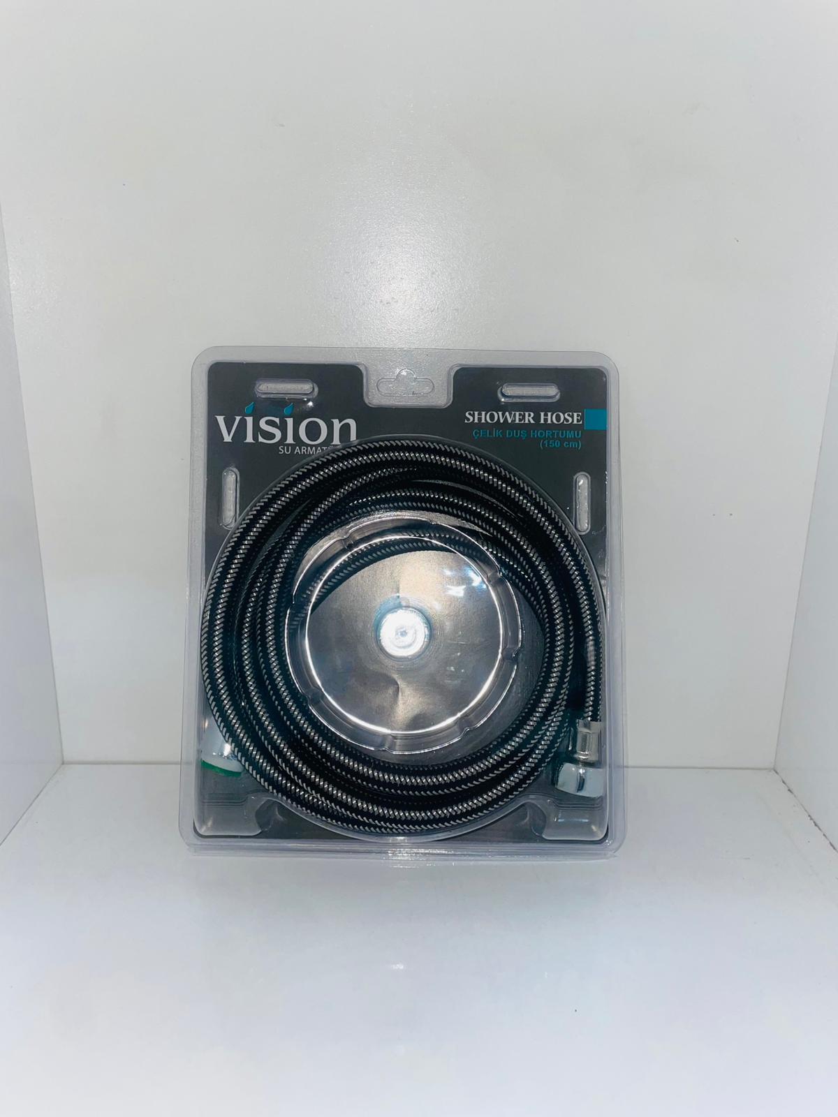 VİSİON YERLİ SİYAH ÇELİK DUŞ HORTUMU (PİRİNÇ SOMUN)